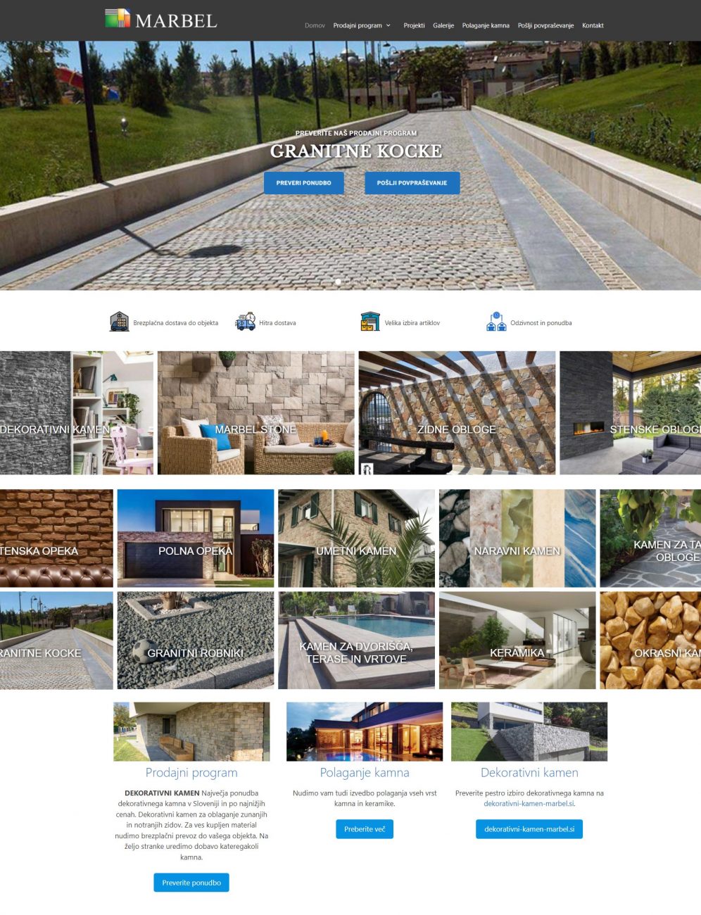 Website design and development of marbel.si
